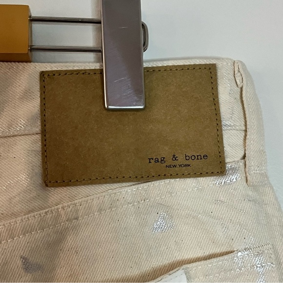 Rag & Bone Maya High-Rise Ankle Slim Jeans - 31 |Metallic Moonshine Coated Denim - Picture 11 of 16